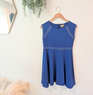 Nicole Miller Blue Sleeveless Dress with Stud Accents Sz Xl